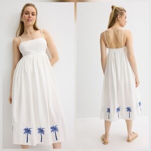MINKPINK Isadora Embroidered Midi Dress Square neck Sleeveless Pull-on Size S